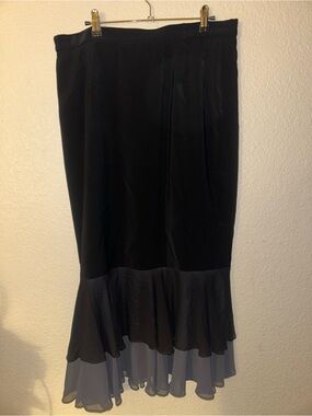 Vintage Louise Ricci Whimsigoth Black Midi or Maxi Skirt Size 14